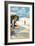 Jacksonville, Florida - Woman and Beach Scene-Lantern Press-Framed Art Print
