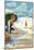 Jacksonville, Florida - Woman and Beach Scene-Lantern Press-Mounted Art Print