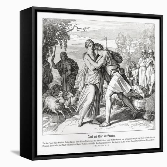 Jacob and Rachel at the well, Genesis-Julius Schnorr von Carolsfeld-Framed Premier Image Canvas