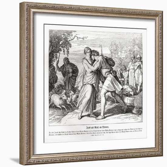 Jacob and Rachel at the well, Genesis-Julius Schnorr von Carolsfeld-Framed Giclee Print