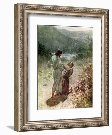 Jacob and the angel at Peniel - Bible-William Brassey Hole-Framed Giclee Print