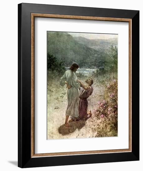 Jacob and the angel at Peniel - Bible-William Brassey Hole-Framed Giclee Print