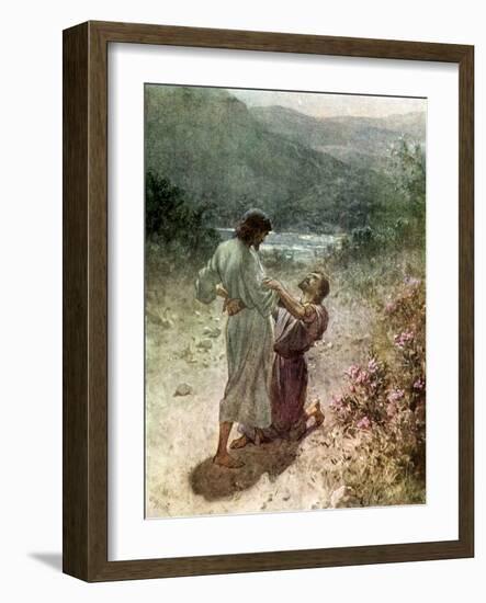 Jacob and the angel at Peniel - Bible-William Brassey Hole-Framed Giclee Print