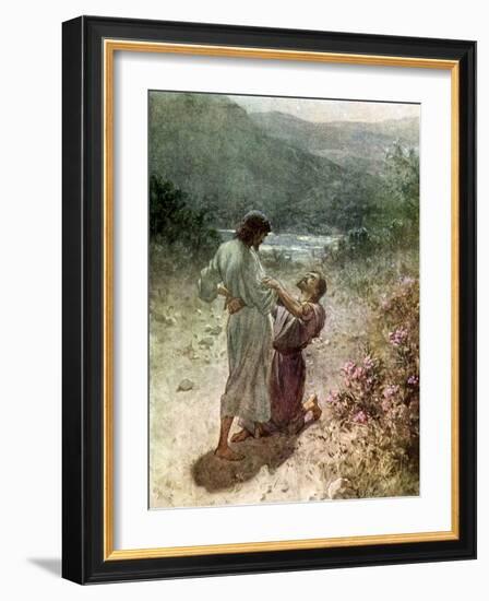 Jacob and the angel at Peniel - Bible-William Brassey Hole-Framed Giclee Print