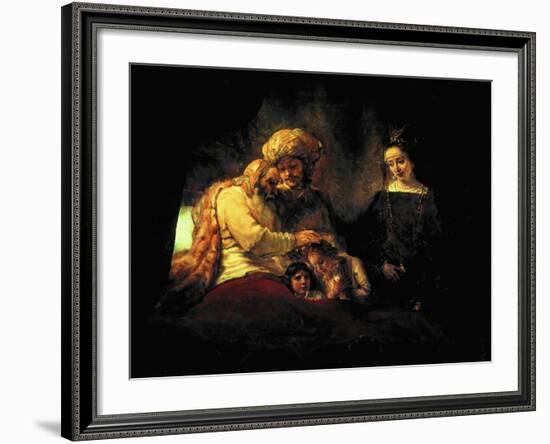 Jacob Blessing His Grandchildren Ephraim and Menasse, Parents Joseph and Anasth-Rembrandt van Rijn-Framed Giclee Print