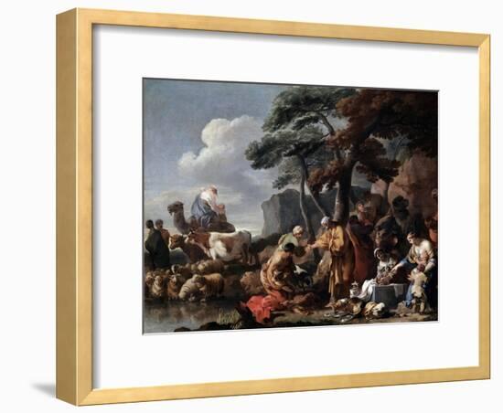 Jacob Burying the Strange Gods under the Oak by Shechem, 17th Century-Sébastien Bourdon-Framed Giclee Print