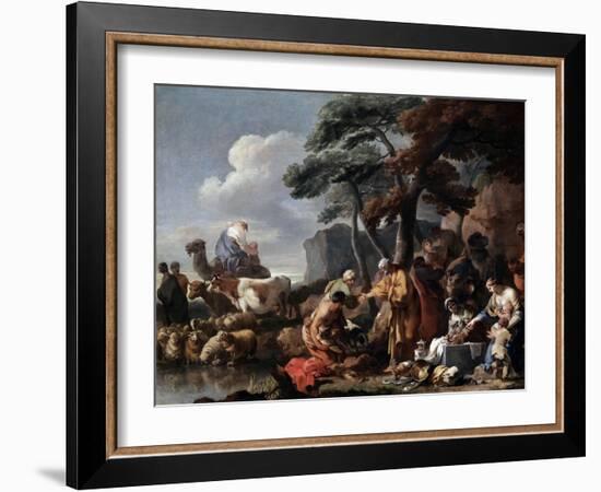 Jacob Burying the Strange Gods under the Oak by Shechem, 17th Century-Sébastien Bourdon-Framed Giclee Print