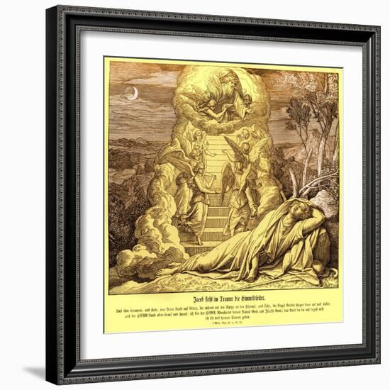 Jacob dreams of the ladder to heaven, Genesis-Julius Schnorr von Carolsfeld-Framed Giclee Print