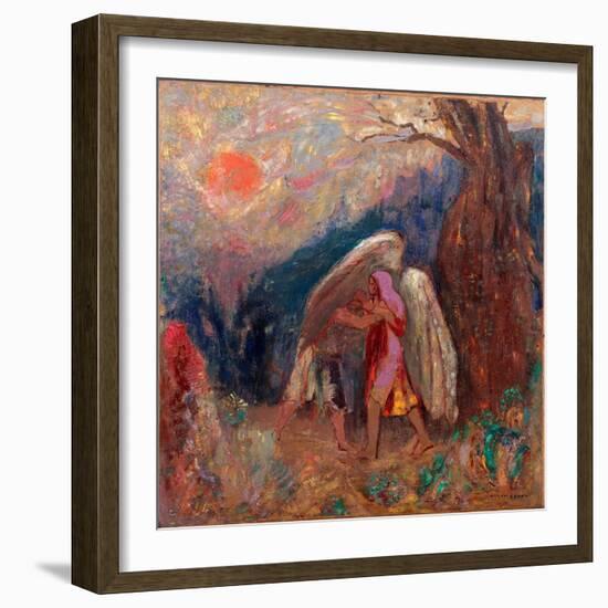 Jacob Et L'ange. Peinture De Odilon Redon (1840-1916), Huile Sur Toile, Vers 1907. Art Francais, 20-Odilon Redon-Framed Giclee Print