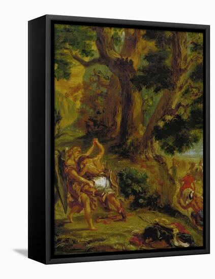 Jacob Fighting the Angel-Eugene Delacroix-Framed Premier Image Canvas