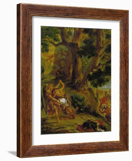 Jacob Fighting the Angel-Eugene Delacroix-Framed Giclee Print