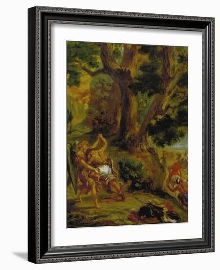 Jacob Fighting the Angel-Eugene Delacroix-Framed Giclee Print