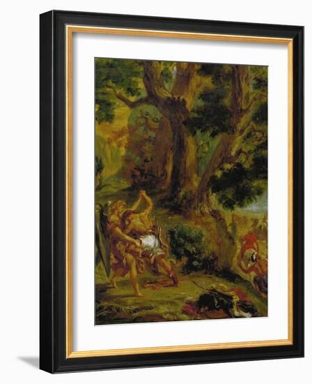 Jacob Fighting the Angel-Eugene Delacroix-Framed Giclee Print