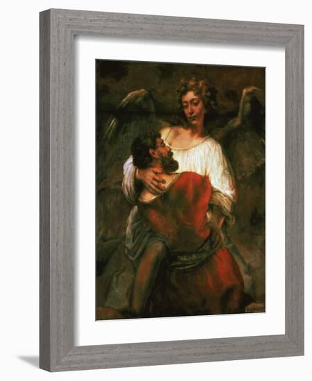 Jacob Fights the Angel, 1660-Rembrandt van Rijn-Framed Giclee Print