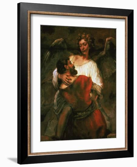 Jacob Fights the Angel, 1660-Rembrandt van Rijn-Framed Giclee Print