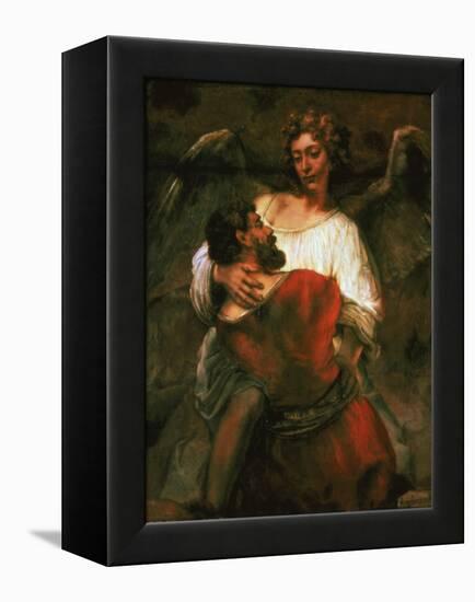 Jacob Fights the Angel, 1660-Rembrandt van Rijn-Framed Premier Image Canvas