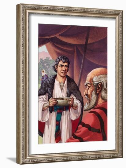 Jacob, in Disguise, Bringing a Dish of Hot Deer's Meet to His Father Isaac-Pat Nicolle-Framed Giclee Print