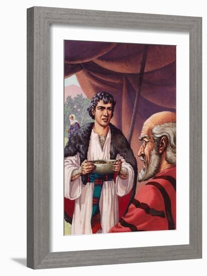 Jacob, in Disguise, Bringing a Dish of Hot Deer's Meet to His Father Isaac-Pat Nicolle-Framed Giclee Print