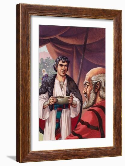 Jacob, in Disguise, Bringing a Dish of Hot Deer's Meet to His Father Isaac-Pat Nicolle-Framed Giclee Print