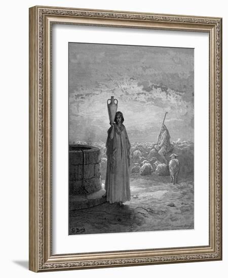 Jacob, Keeping Laban's Flocks, Sees Rachel at the Well, 1866-Gustave Doré-Framed Giclee Print