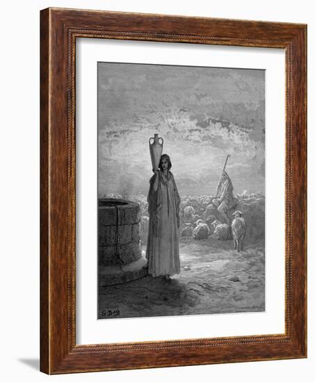Jacob, Keeping Laban's Flocks, Sees Rachel at the Well, 1866-Gustave Doré-Framed Giclee Print