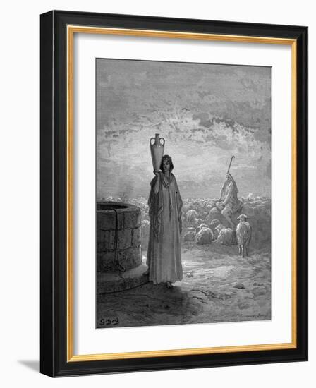 Jacob, Keeping Laban's Flocks, Sees Rachel at the Well, 1866-Gustave Doré-Framed Giclee Print