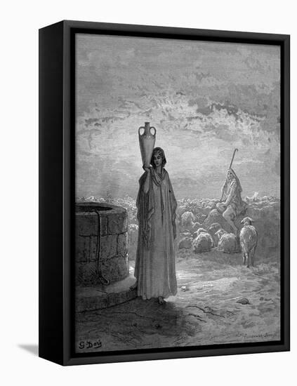 Jacob, Keeping Laban's Flocks, Sees Rachel at the Well, 1866-Gustave Doré-Framed Premier Image Canvas