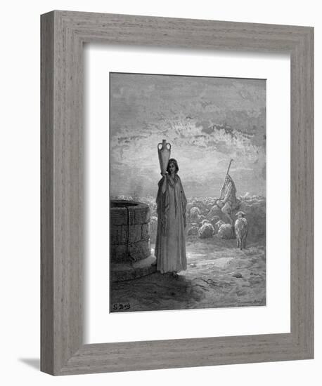 Jacob, Keeping Laban's Flocks, Sees Rachel at the Well, 1866-Gustave Doré-Framed Giclee Print