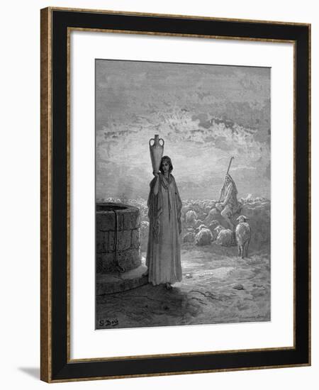 Jacob, Keeping Laban's Flocks, Sees Rachel at the Well, 1866-Gustave Doré-Framed Giclee Print