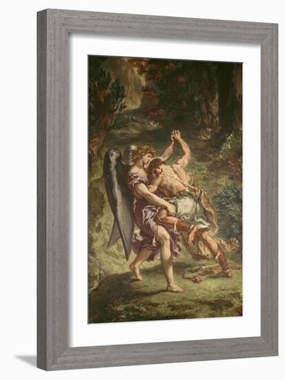 Jacob luttant avec l'Ange-Eugene Delacroix-Framed Giclee Print