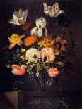 A Bouquet of Flowers with Fruit and Two Sand Lizards on a Stone Ledge, 1647-Jacob Marrel-Framed Giclee Print