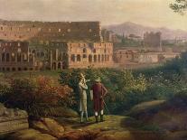 Johann Wolfgang Von Goethe (1749-1832) Visiting the Colosseum in Rome, circa 1790-Jacob-Philippe Hackert-Framed Giclee Print