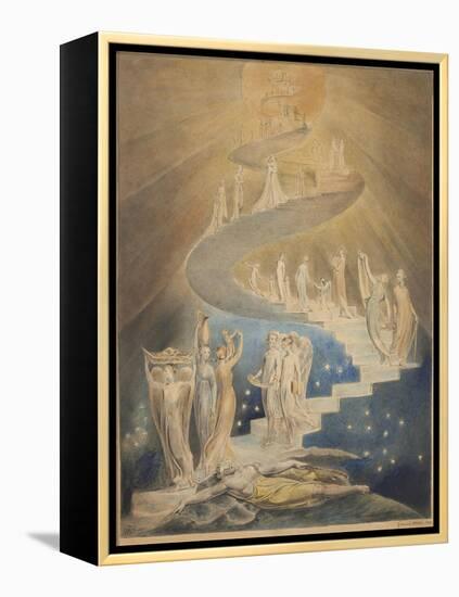 Jacob's Ladder-William Blake-Framed Stretched Canvas