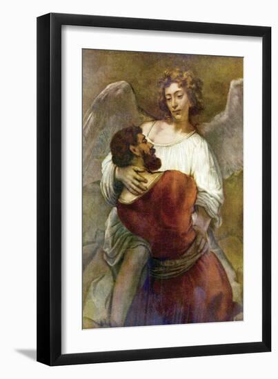 Jacob's Struggle with the Angel-Rembrandt van Rijn-Framed Art Print