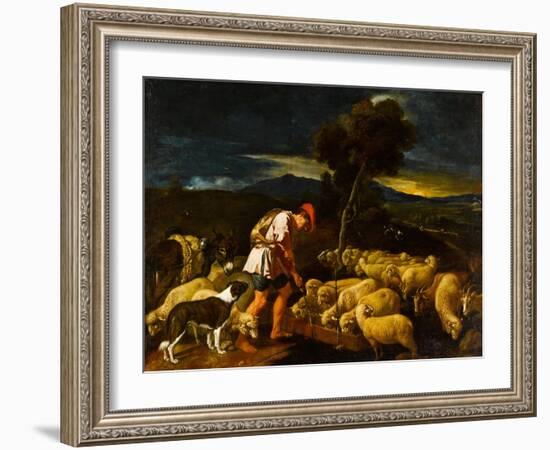 Jacob Watering Laban's Sheep before Peeled Branches, c.1612-1622-Pedro Orrente-Framed Giclee Print