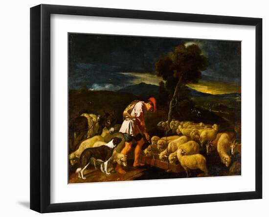 Jacob Watering Laban's Sheep before Peeled Branches, c.1612-1622-Pedro Orrente-Framed Giclee Print