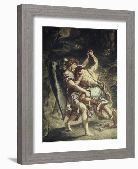 Jacob Wrestles with the Angel-Eugene Delacroix-Framed Giclee Print