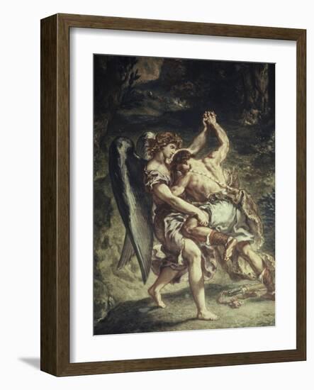 Jacob Wrestles with the Angel-Eugene Delacroix-Framed Giclee Print