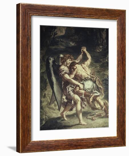 Jacob Wrestles with the Angel-Eugene Delacroix-Framed Giclee Print