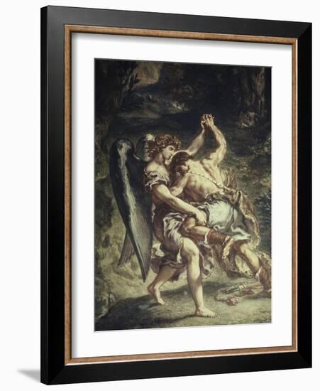 Jacob Wrestles with the Angel-Eugene Delacroix-Framed Giclee Print