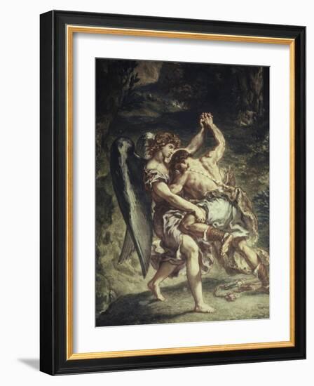 Jacob Wrestles with the Angel-Eugene Delacroix-Framed Giclee Print