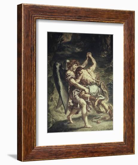 Jacob Wrestles with the Angel-Eugene Delacroix-Framed Giclee Print