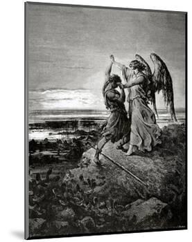 Jacob Wrestling with the Angel. Engraving.-null-Mounted Giclee Print