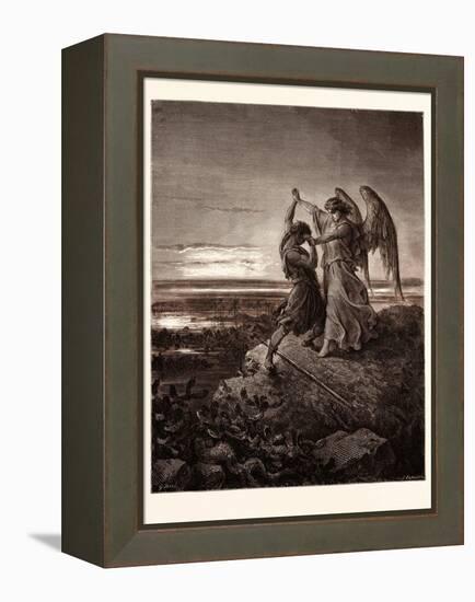 Jacob Wrestling with the Angel-Gustave Dore-Framed Premier Image Canvas