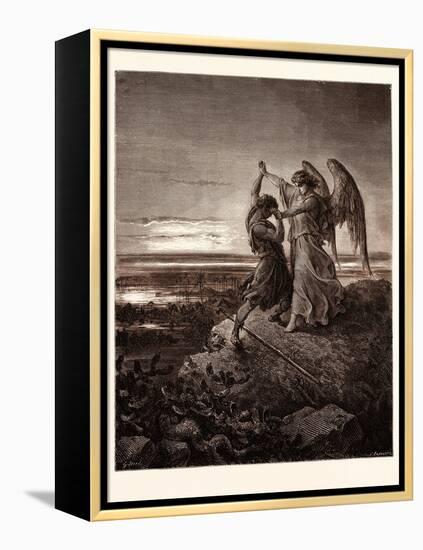 Jacob Wrestling with the Angel-Gustave Dore-Framed Premier Image Canvas