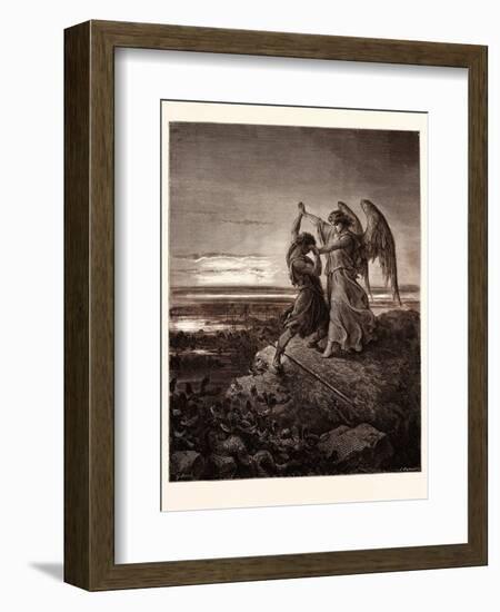 Jacob Wrestling with the Angel-Gustave Dore-Framed Premium Giclee Print