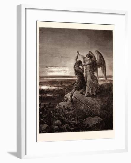 Jacob Wrestling with the Angel-Gustave Dore-Framed Giclee Print