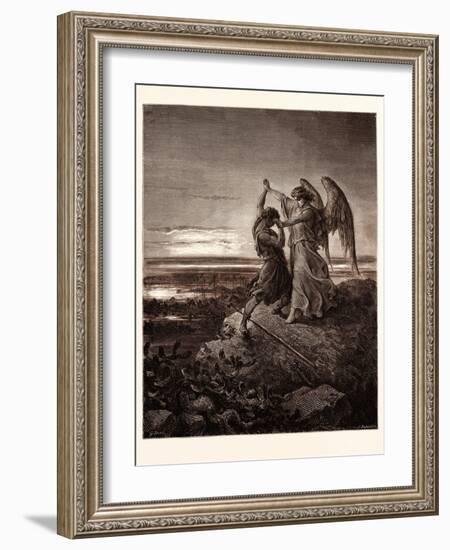 Jacob Wrestling with the Angel-Gustave Dore-Framed Giclee Print