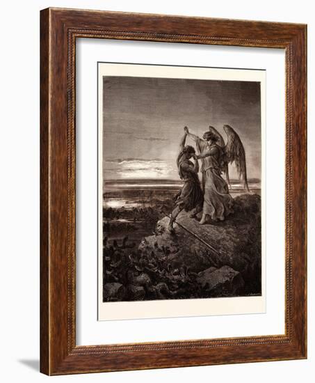 Jacob Wrestling with the Angel-Gustave Dore-Framed Giclee Print