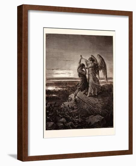 Jacob Wrestling with the Angel-Gustave Dore-Framed Giclee Print